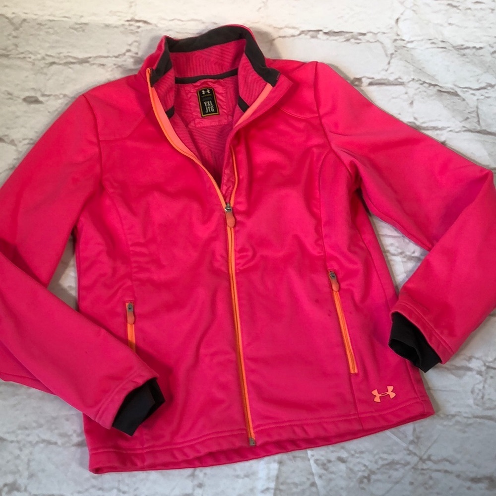 💰Bundle 3/$30 Youth Girls Under Armour jacket Youth XL Girls Bright pink Pockets